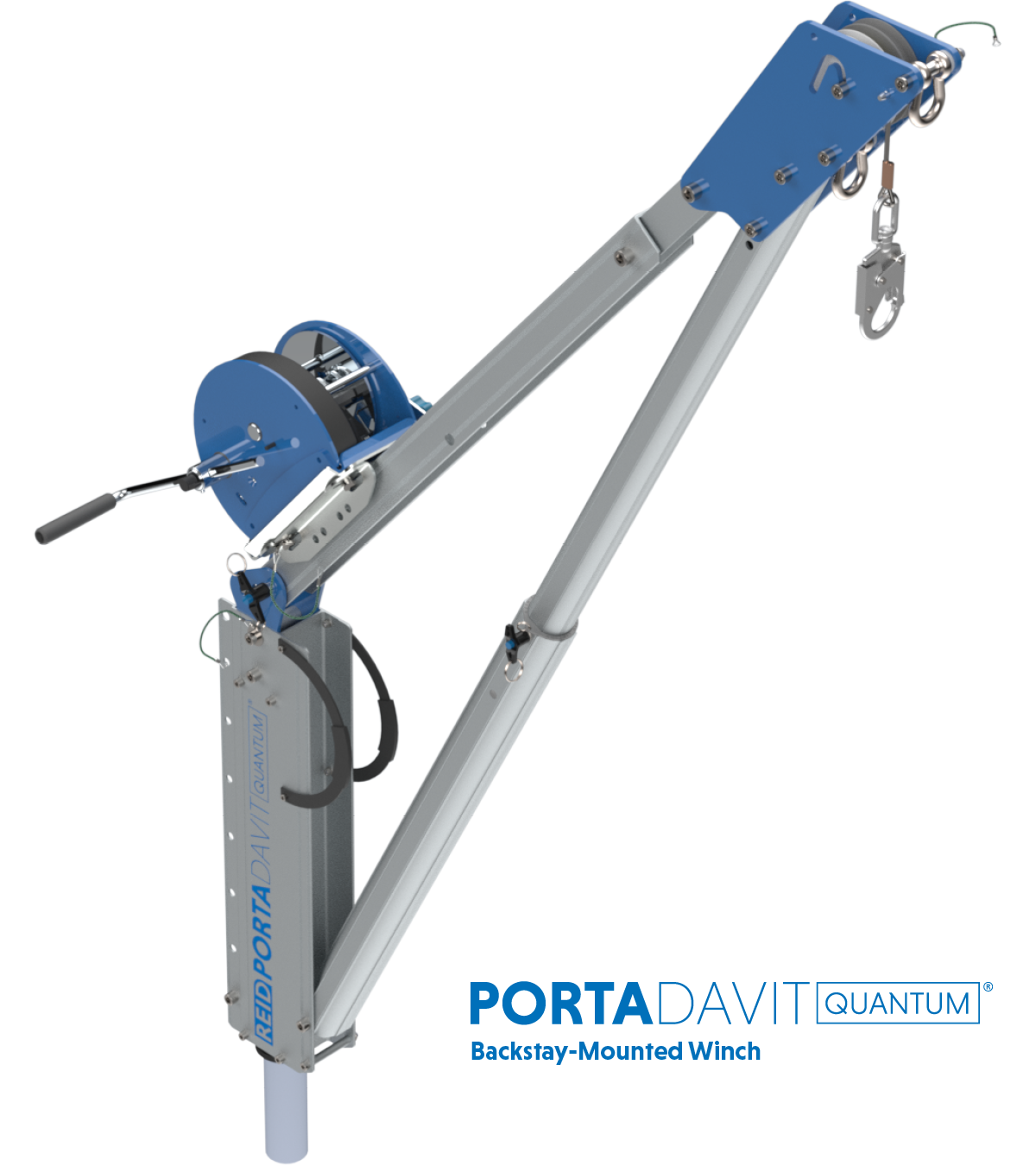 Reid Lifting PDQ 1100lb Portable Aluminum Davit Crane – Winch & Shackle