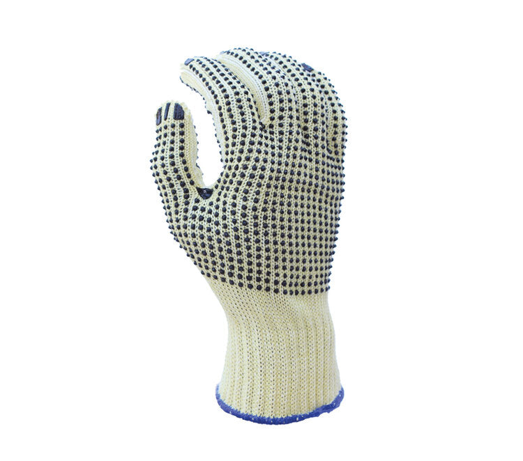 TASK GLOVES - 7 Gauge Gloves Aramid shell with 2-sided PVC dots, ANSI A4 - Quantity 12 Pair