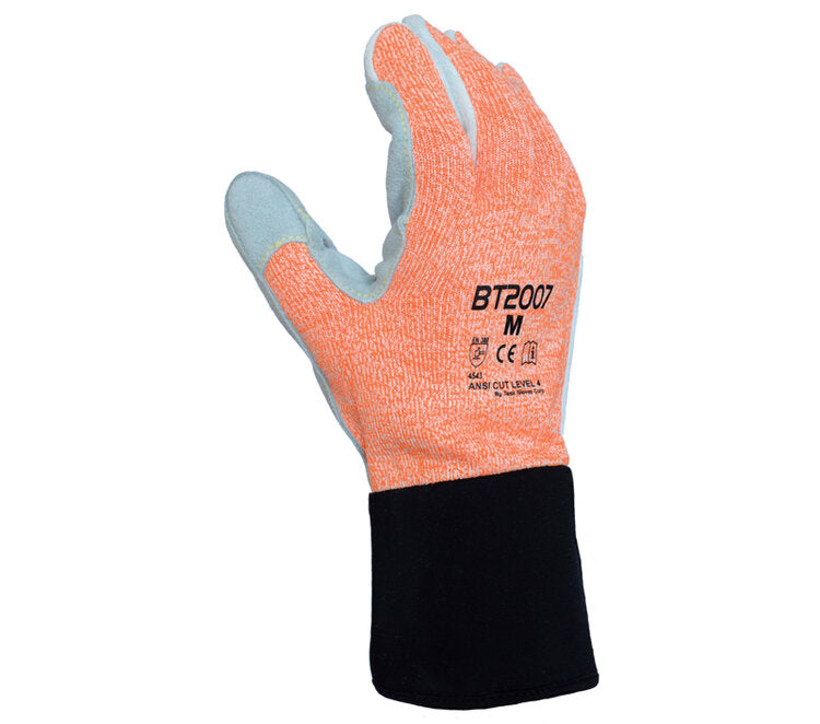 TASK GLOVES - Blade Task - Gloves, Aramid sewn with Split Cowhide on palm and fingers, ANSI A4 - Quantity 12 Pair
