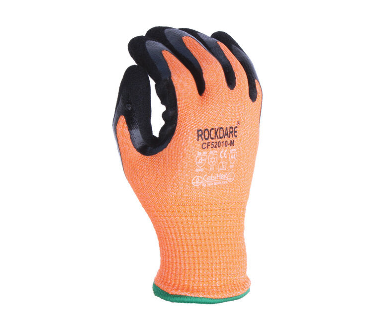 TASK GLOVES - CelsiHeit® - Double Dipped, Black Gloves, Sandy Foam Nitrile palm coated, Engineered yarn, Acrylic Terry Lined, Waterproof Barrier, ANSI A4 - Quantity 12 Pair