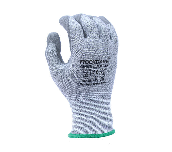 TASK GLOVES - CUTMAN® - 13 Gauge Gray Gloves, HDPE Shell, Gray Polyurethane Palm Coated Gloves, ANSI Cut A2 - Quantity 12 Pair