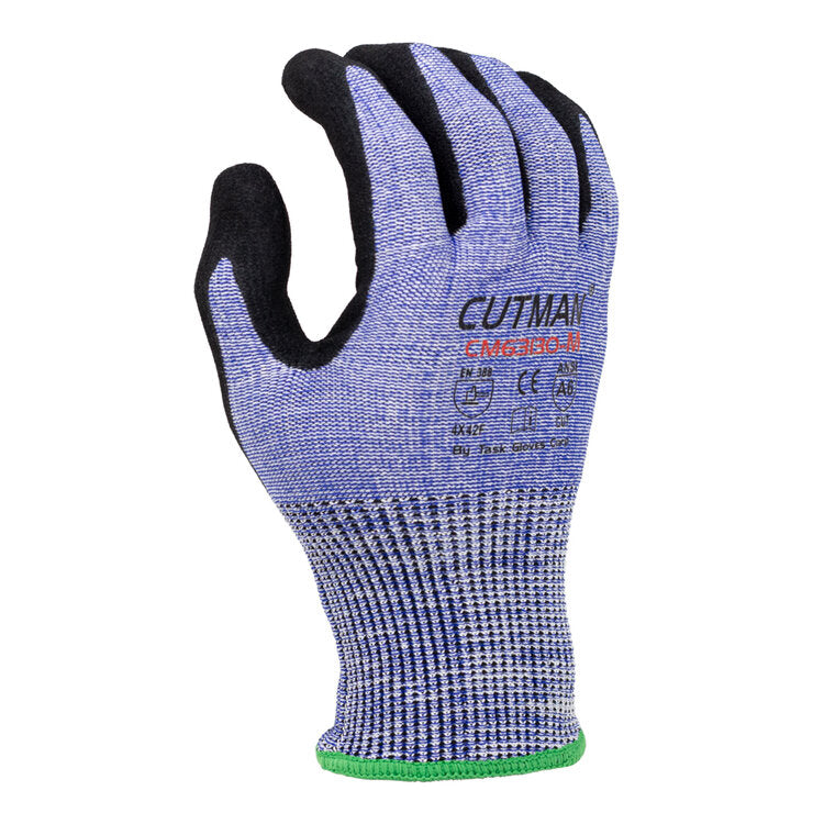 TASK GLOVES - (BT2015NP) DexSlash - 13 Gauge Gloves, HDPE shell, Double dipped Nitrile with Black Sandy Nitrile Palm coated, ANSI A6 - Quantity 12 Pair