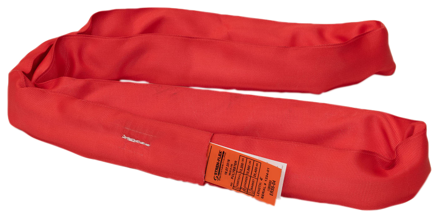 Standard Polyester Round Sling - Red - Endless - 13,200 lbs & Red CM Quick Connect Hook