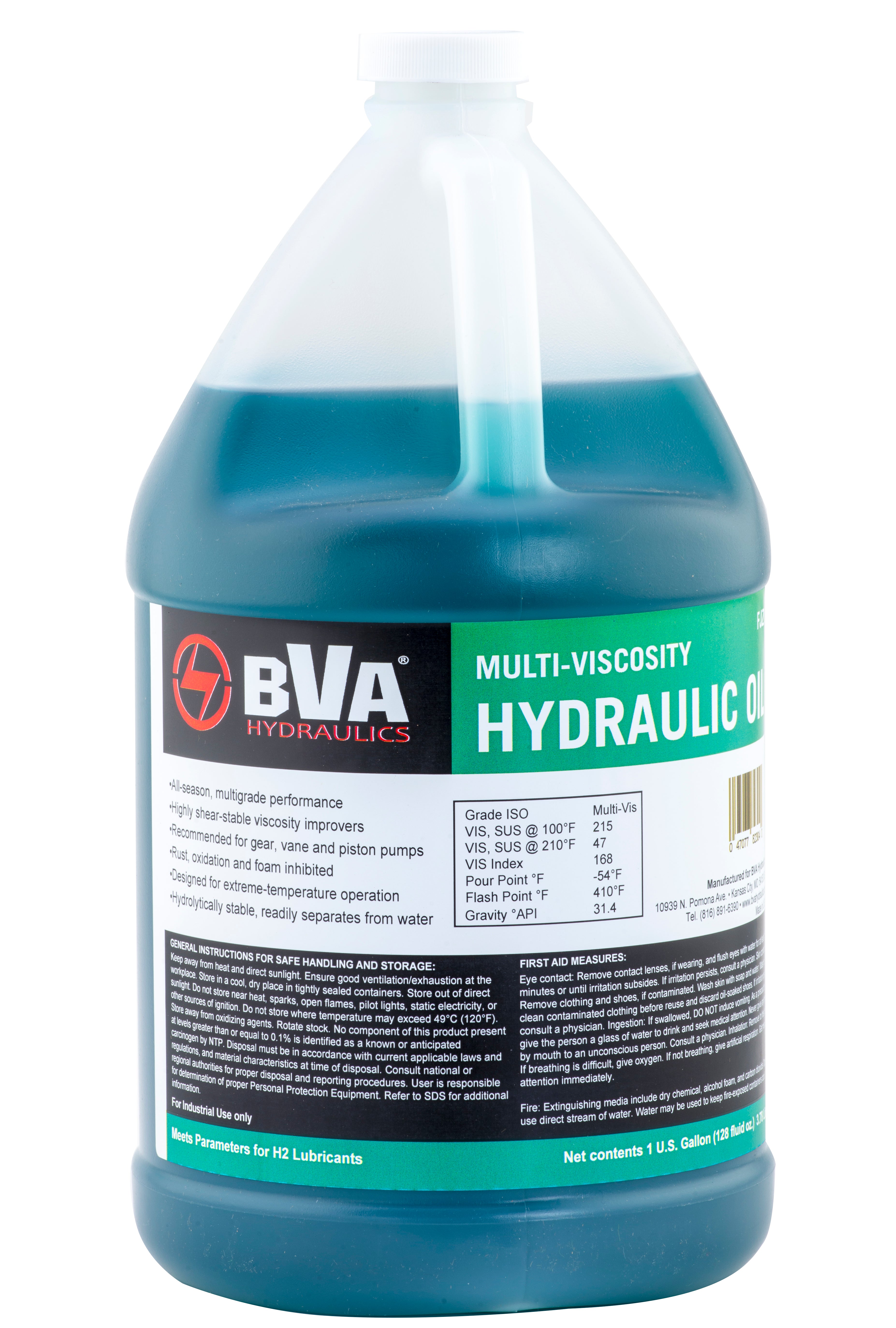 BVA Hydraulics Shear Stable Multi-Viscosity Antiwear Fluid