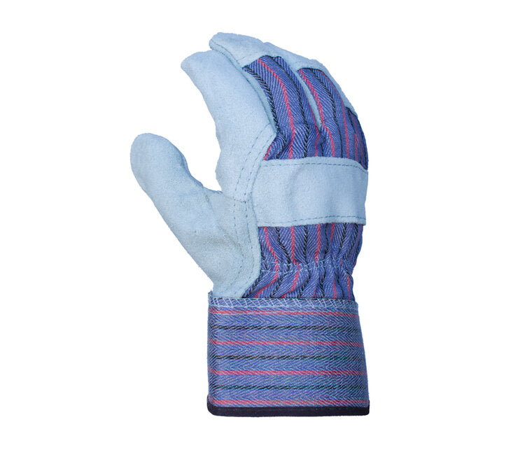 TASK GLOVES - Select Shoulder Split Cowhide Leather Palm Gloves, Wing Thumb, Cotton Lined, 2 1/2" Rubberized Safety Cuff - Quantity 12 Pair