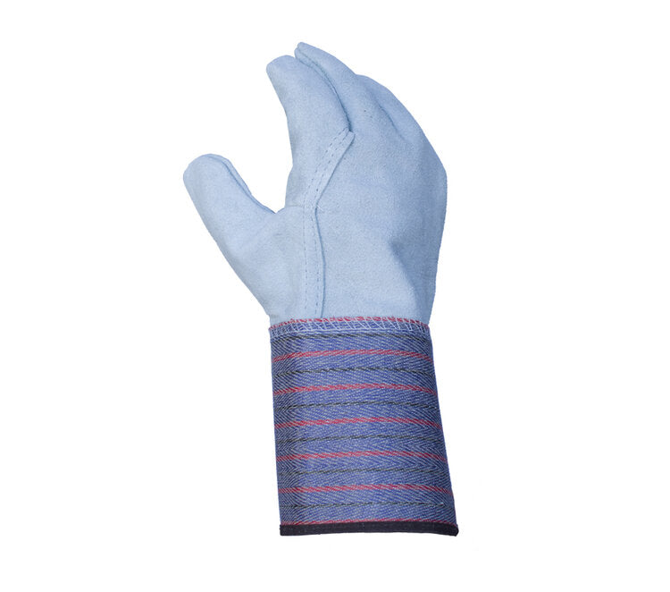TASK GLOVES - Select Full Split Gloves, Leather back, 4 1/2" Rubberized Safety Cuff - Quantity 12 Pair