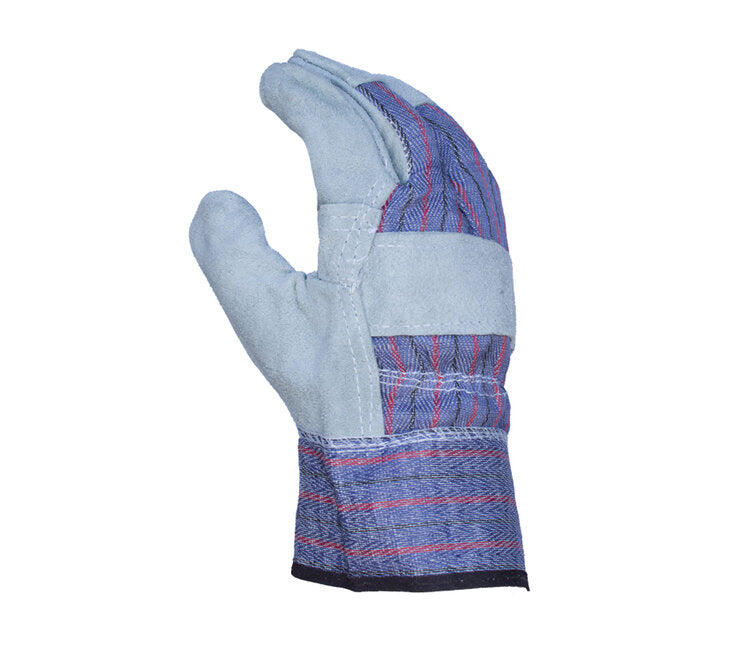 TASK GLOVES - Economy Split Cowhide Gloves, Leather Palm, Reinforced Patch Palm, 2 1/2" Starched Safety cuff