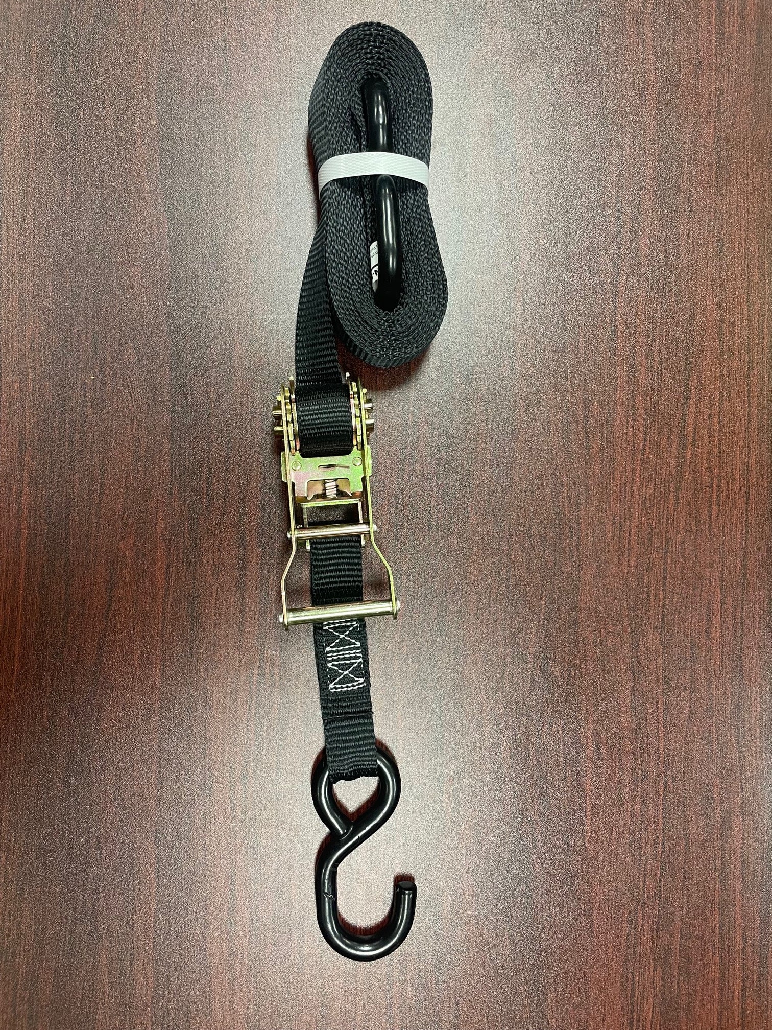 1" x 15' Ratchet Tie-Down Assembly w/ Vinyl Coated S-Hooks