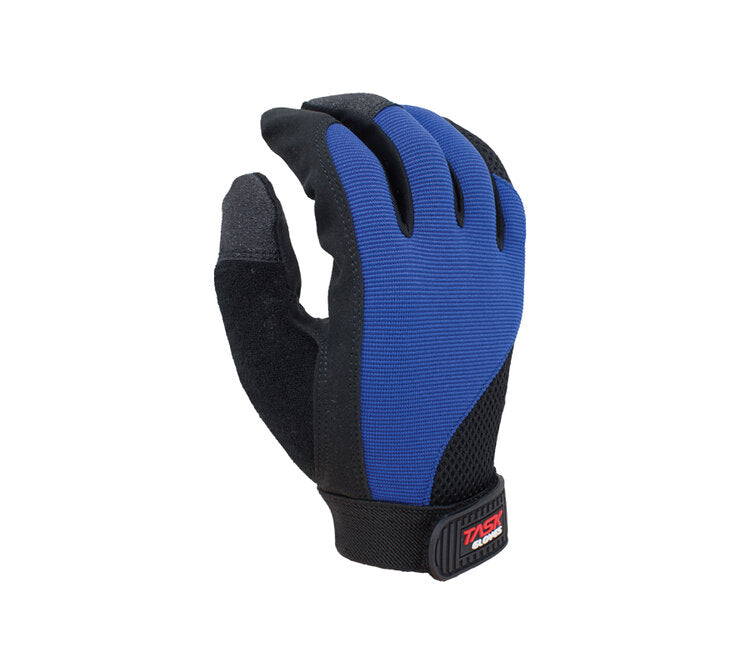 TASK GLOVES - Ergonomical Mechanic Synthetic Leather Gloves, Black palm/Blue back - Quantity 12 Pair