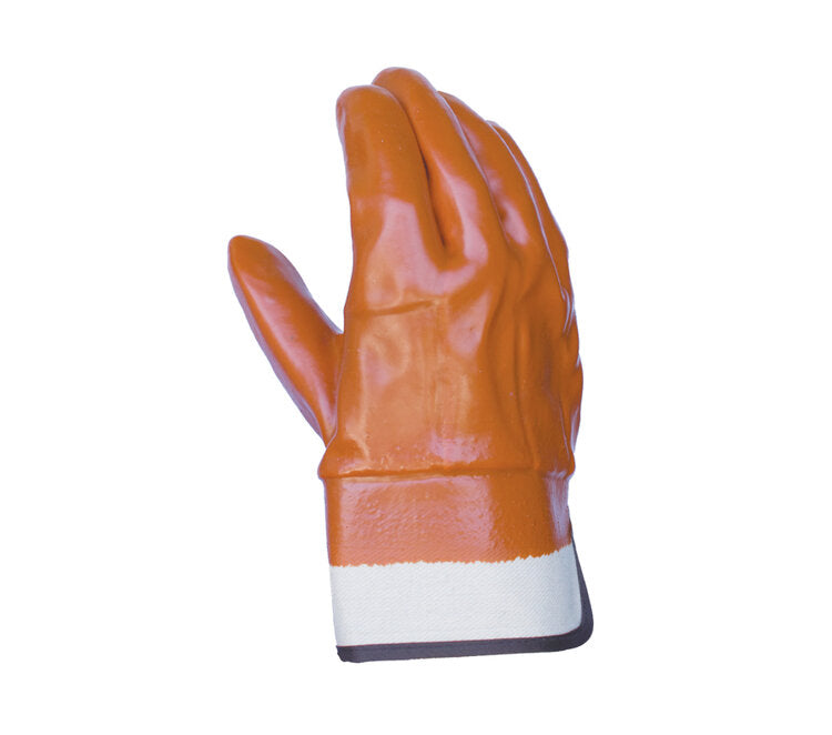 TASK GLOVES - Tan color fully coated smooth finish PVC, Foam insulated, 2 1/2" Rubberized Cuff - Quantity 12 Pair