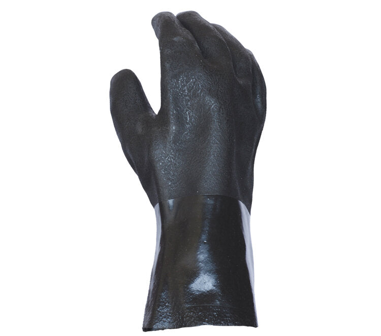 TASK GLOVES - Rough finish PVC coated supported Gloves, Double dipped, Jersey lined, 12" gauntlet cuff - Quantity 12 Pair