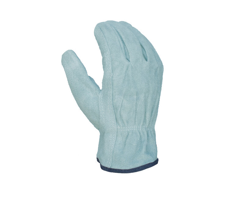 TASK GLOVES - Cow Split Leather Driver, Gray Gloves, Keystone thumb - Quantity 12 Pair