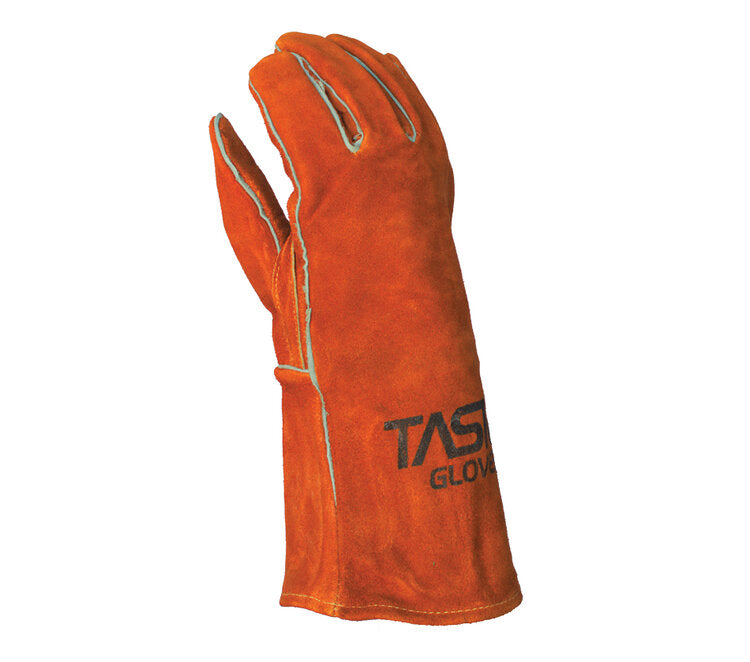 TASK GLOVES - Premium Brown Select Split Cow Leather Welding Gloves, Wing Thumb, Aramid thread sewn, Cotton Lined - Quantity 12 Pair