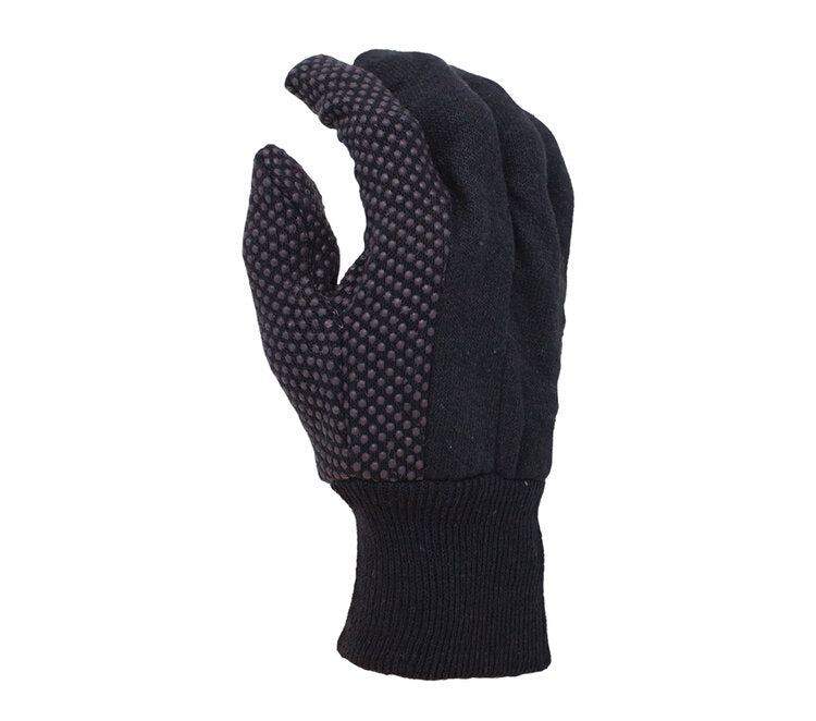 TASK GLOVES - Brown Jersey Gloves, 9oz, Cotton/Polyester, PVC dots - Quantity 12 Pair