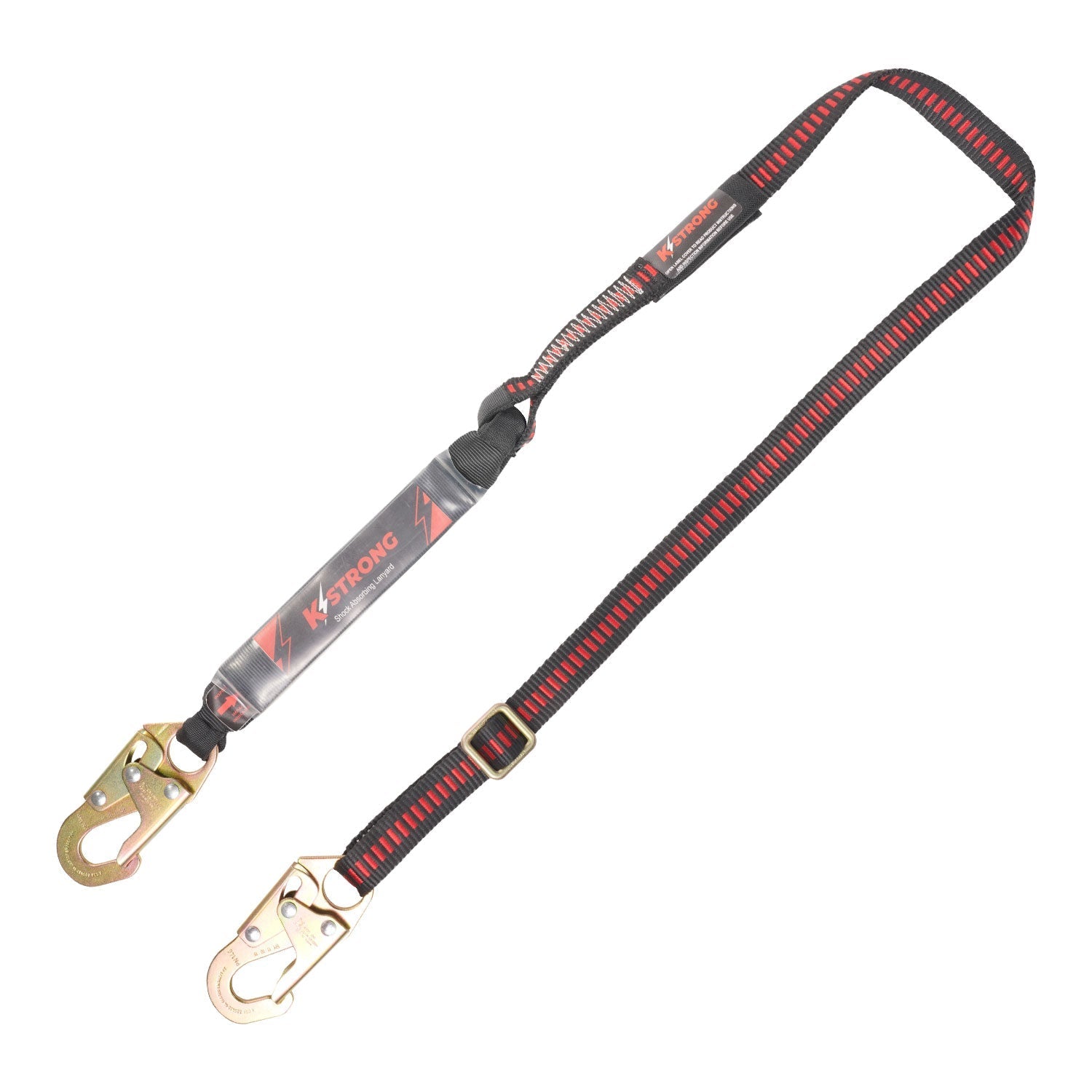 KStrong® 4.5 - 6 ft. Adjustable Clear Pack Design shock absorbing lanyard with Snap Hooks (ANSI)