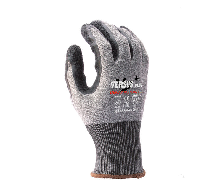 TASK GLOVES - Versus Plus® - 18 Gauge Gloves, Falstone„¢ Fiber shell, Crinkle Latex coatied palm and fingers, ANSI A7 - Quantity 12 Pair
